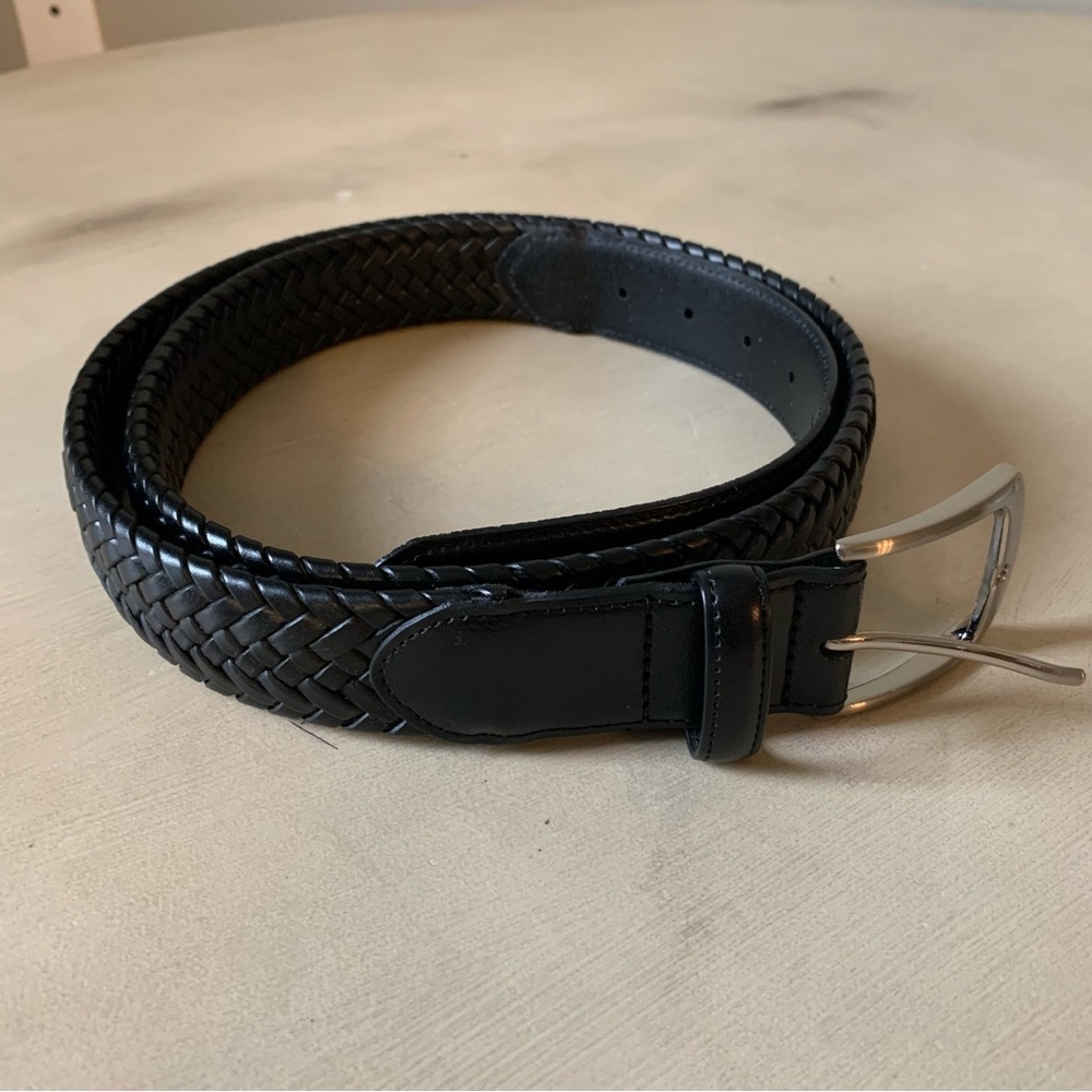 Men's Black Braided Leather Belt XL 49 inches NWT